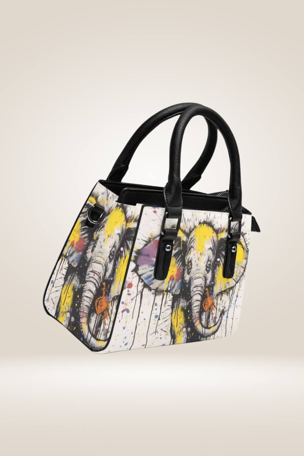 Cartoon Elephant Spray Paint White Satchel Bag - TGC Boutique - Satchel Handbag