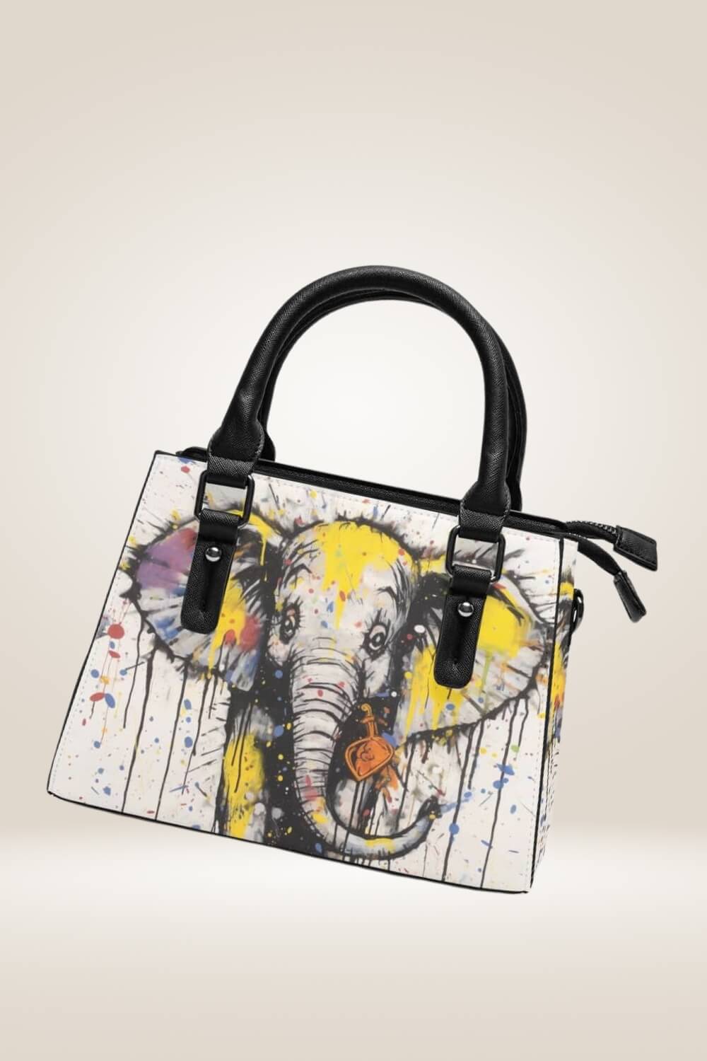 Cartoon Elephant Spray Paint White Satchel Bag - TGC Boutique - Satchel Handbag