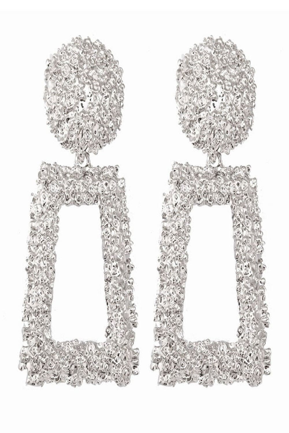 Chunky Statement Dangle Door Knocker Earrings - Silver - TGC Boutique - Earrings