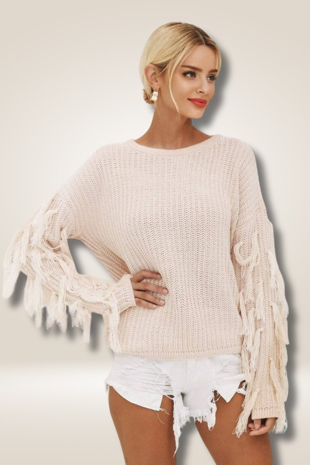 Comfy Fringe Knit Pink Sweater - TGC Boutique - Sweaters