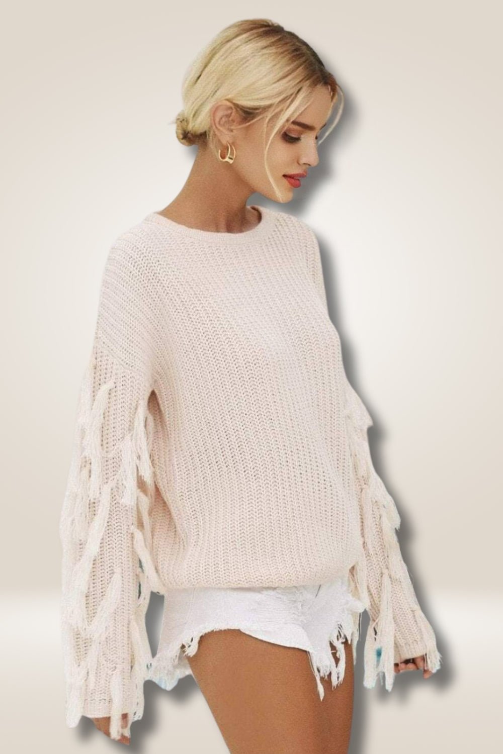 Comfy Fringe Knit Pink Sweater - TGC Boutique - Sweaters
