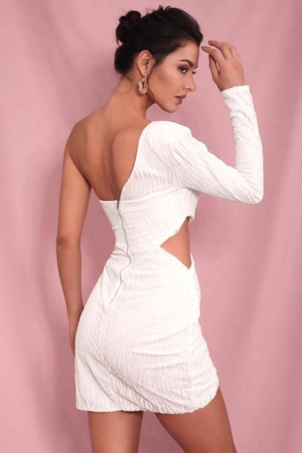 White sparkly bodycon dress sale