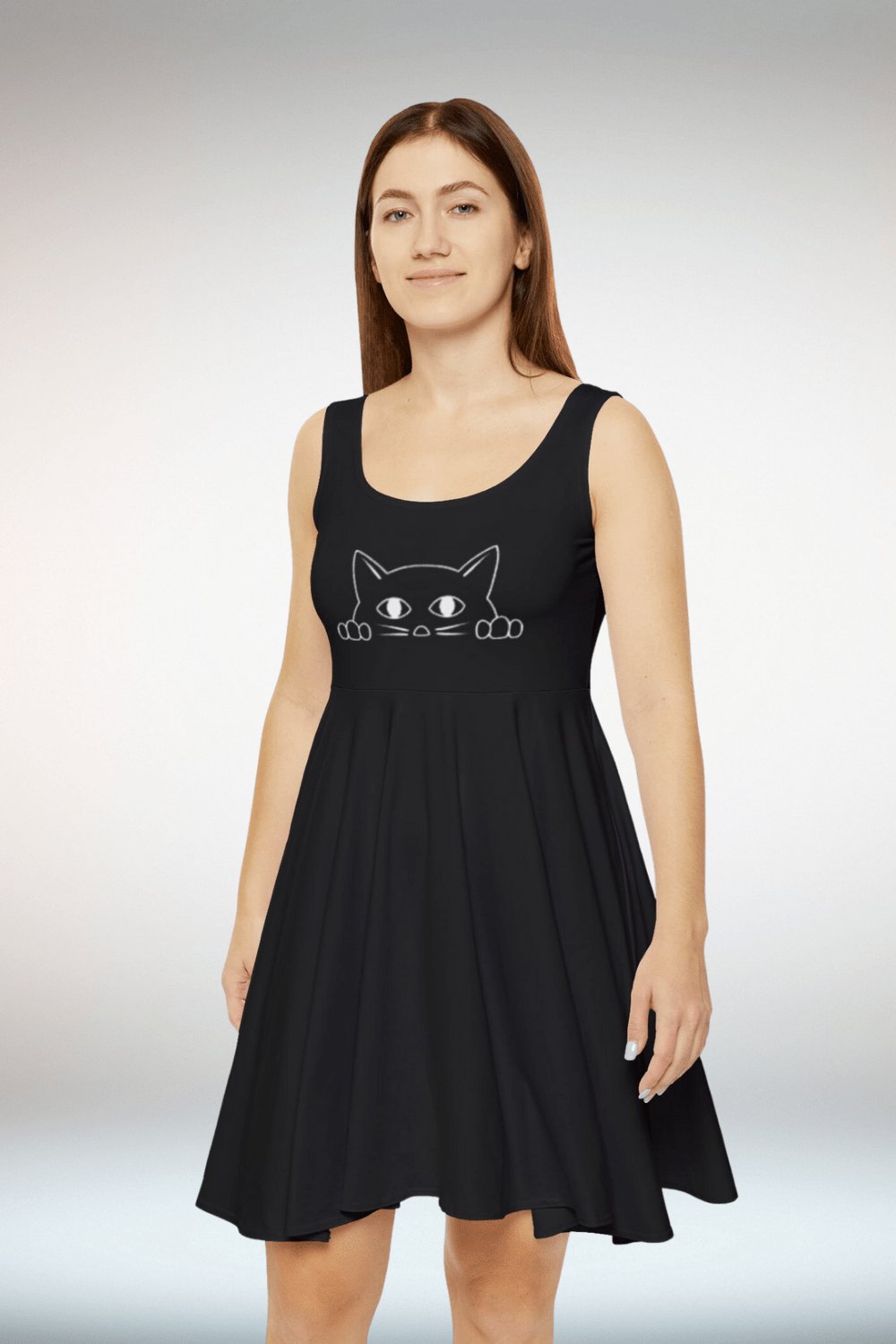 Cute Cat Black Skater Dress - TGC Boutique - Skater Dress