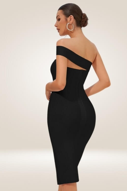 Delicate Diva High Slit Off The Shoulder Bodycon Dress - TGC Boutique - Bodycon Dress