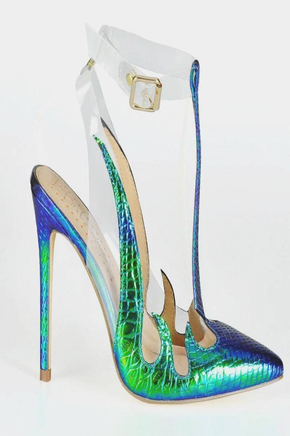 Don't Put The Fire Out Pointed Toe iridescent Heels - TGC Boutique - Shoes