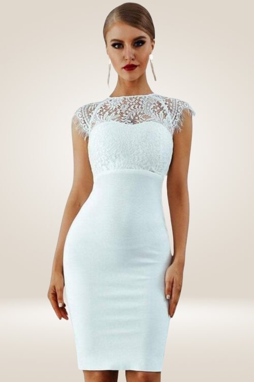 Elegant Short Lace Sleeve Cut Out Bodycon Dress - TGC Boutique - Bodycon Dress