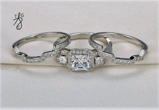 Enchanted Sterling Silver Engagement Ring Set - TGC Boutique -