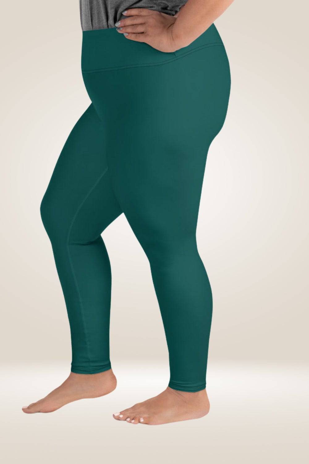 Forest Green High Waisted Plus Size Leggings - TGC Boutique -