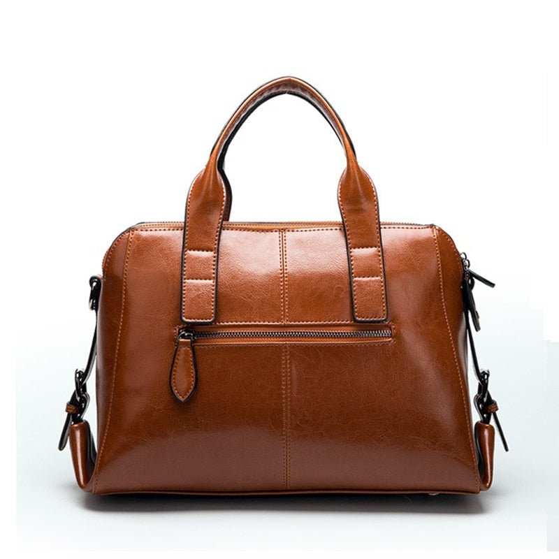 Genuine Cowhide Leather Brown Satchel bag - TGC Boutique - Handbags