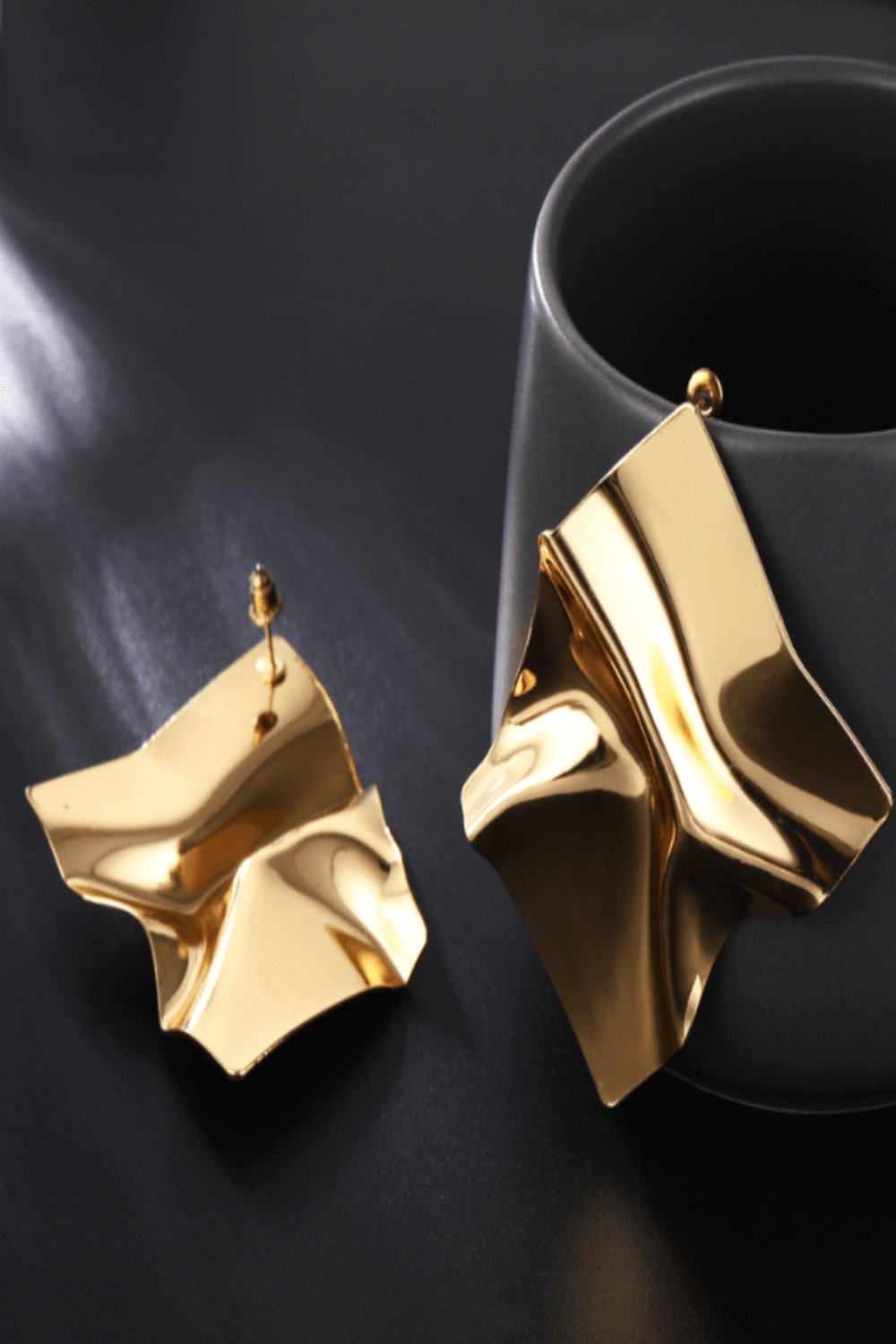 Geometric Punk Folded Stud Earrings In Gold And Silver - TGC Boutique - Stud Earrings