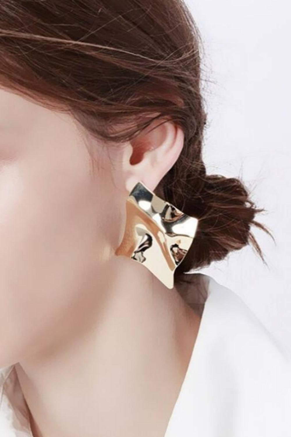 Geometric Punk Folded Stud Earrings In Gold And Silver - TGC Boutique - Stud Earrings