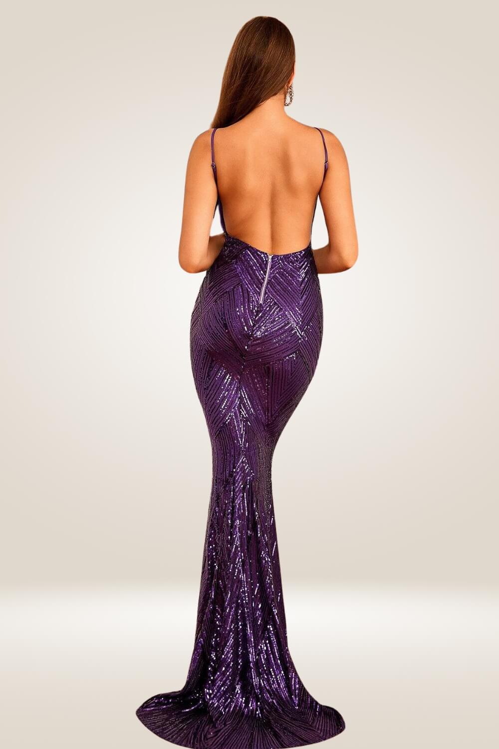 Geometric Sequin Purple Maxi Dress - TGC Boutique - maxi dress