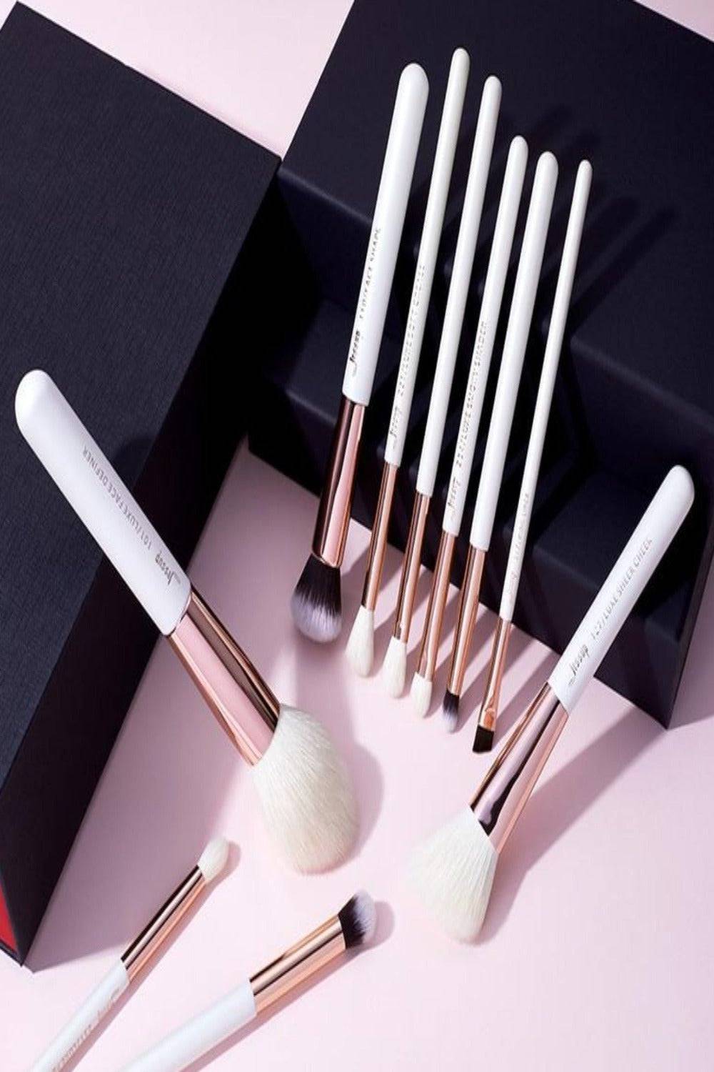 10 Piece White & Chrome Silver Makeup Brush Set – beautypopcosmetics