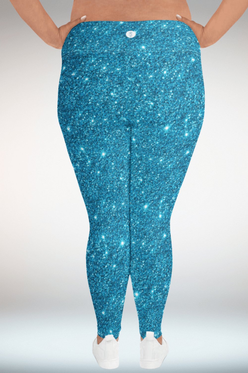Glitter Print Blue Plus Size Leggings - TGC Boutique - Leggings