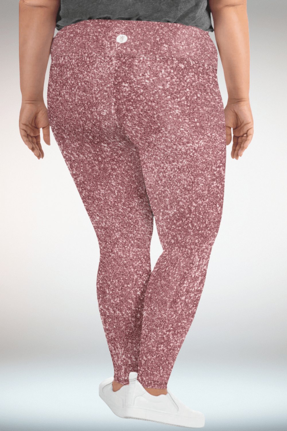 Glitter Print Blush Pink Plus Size Leggings - TGC Boutique - Leggings