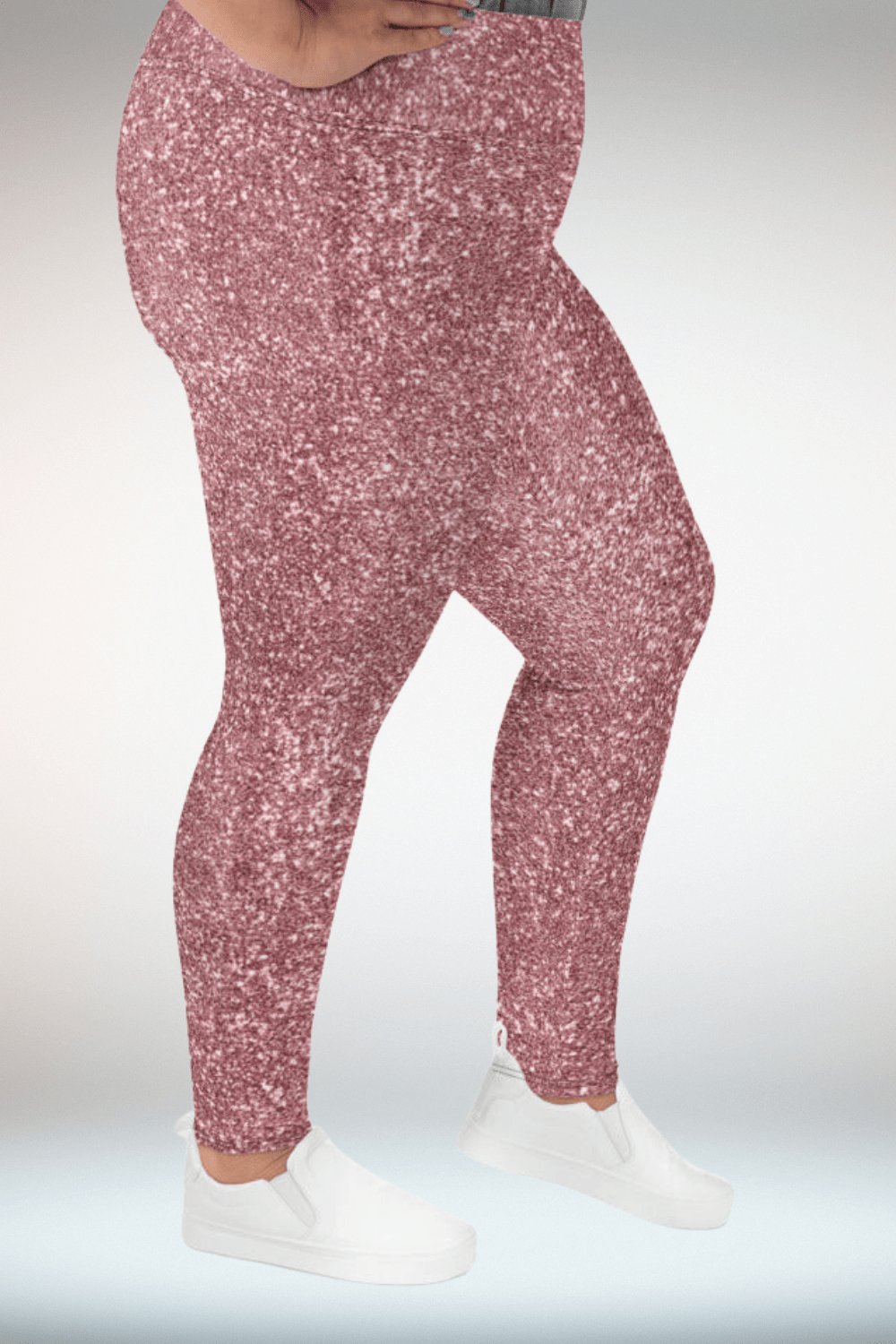 Glitter Print Blush Pink Plus Size Leggings - TGC Boutique - Leggings