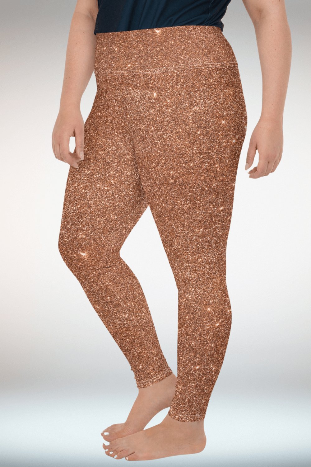 Glitter Print Brown Plus Size Leggings - TGC Boutique - Leggings