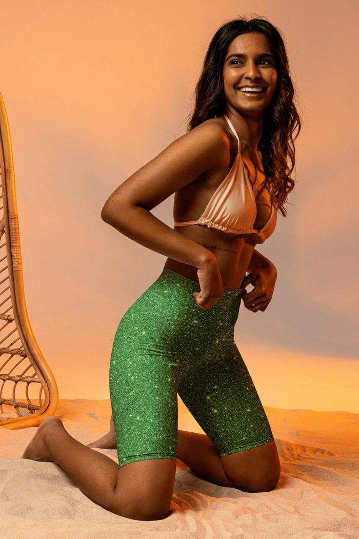 Green Glitter Collection Fly Shorts with Bling main image 1
