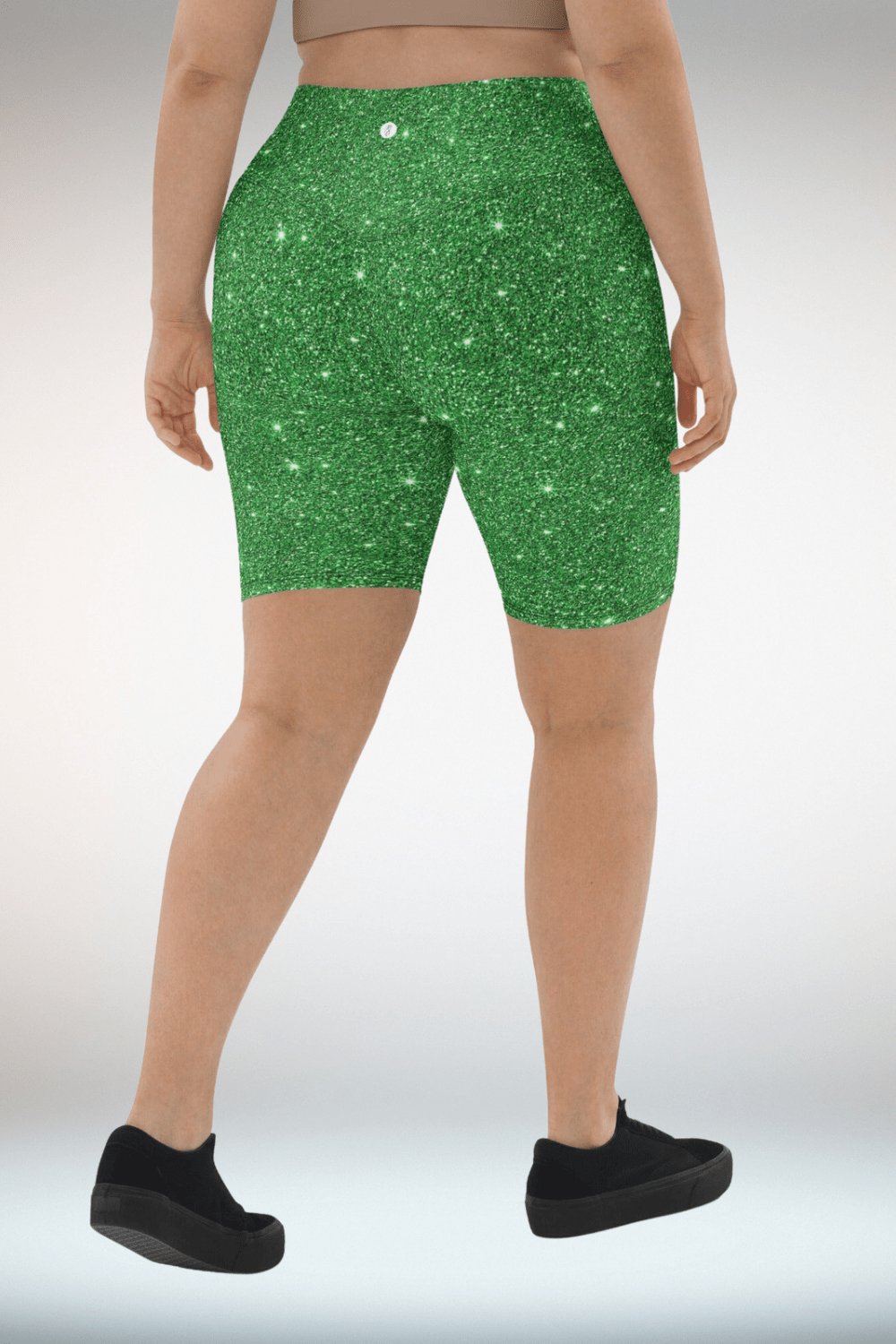 Glitter Print Green Biker Shorts - TGC Boutique - Shorts