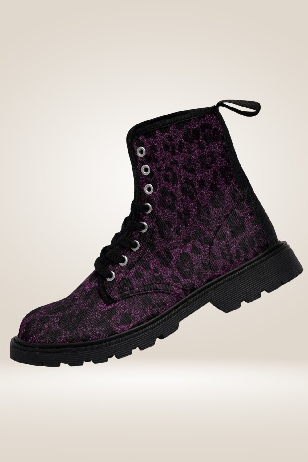 Glitter Print Purple Combat Boots - Black Sole - TGC Boutique - Combat Boots