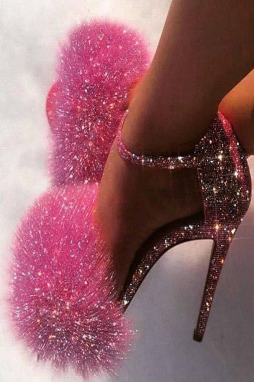 Glitter High Heels. Ombre Purple Glitter High Heels. Womans US