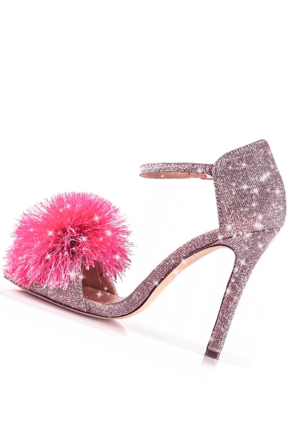 Dark Pink Glitter Strap Heels 37 / Pink