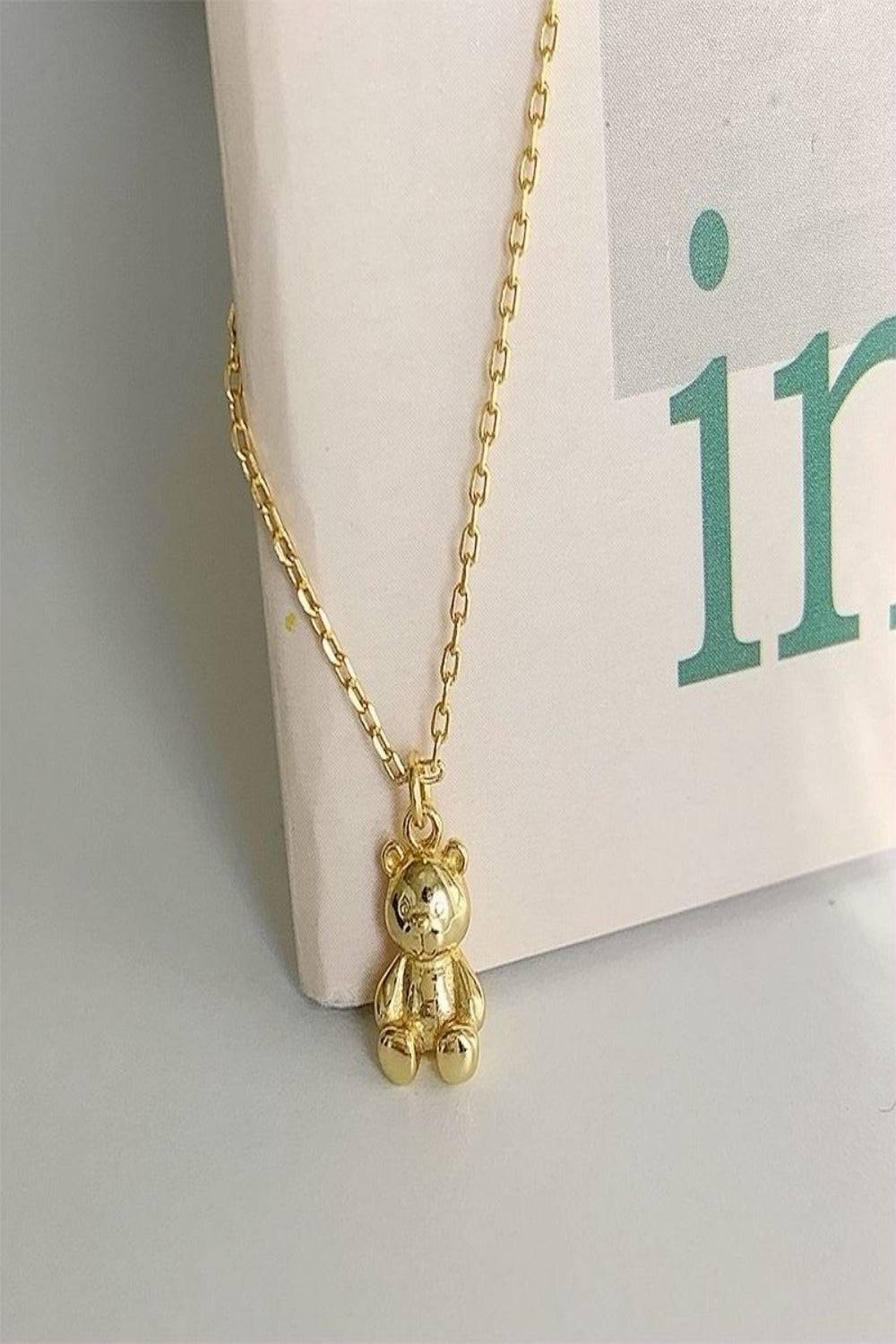 Gold Teddy Bear Charm Necklace - TGC Boutique - Gold Necklace
