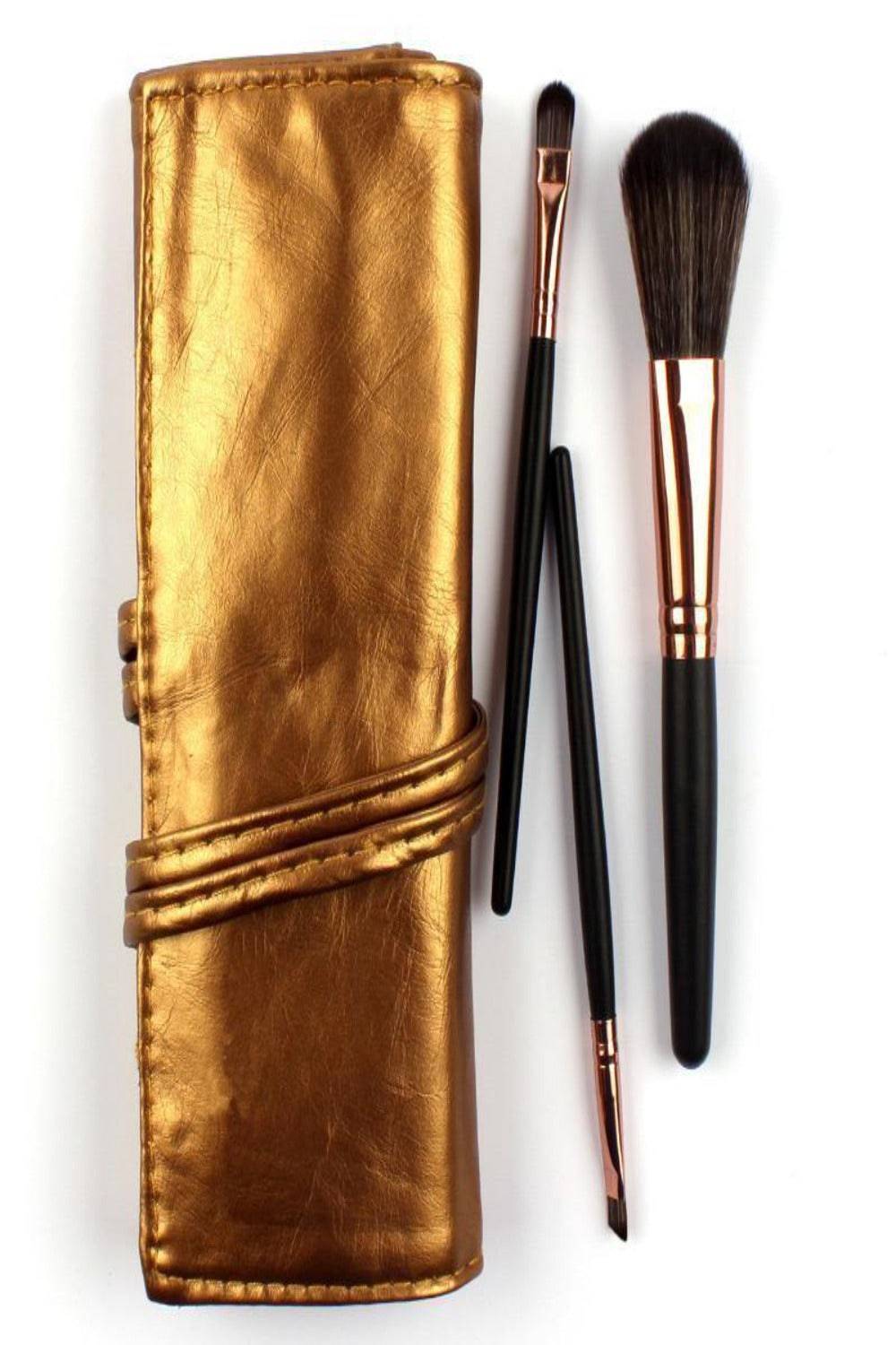 Golden Breeze Essential Makeup Brush Set With Gold Faux Leather Case - 7 Pack - TGC Boutique - Makeup Brushes