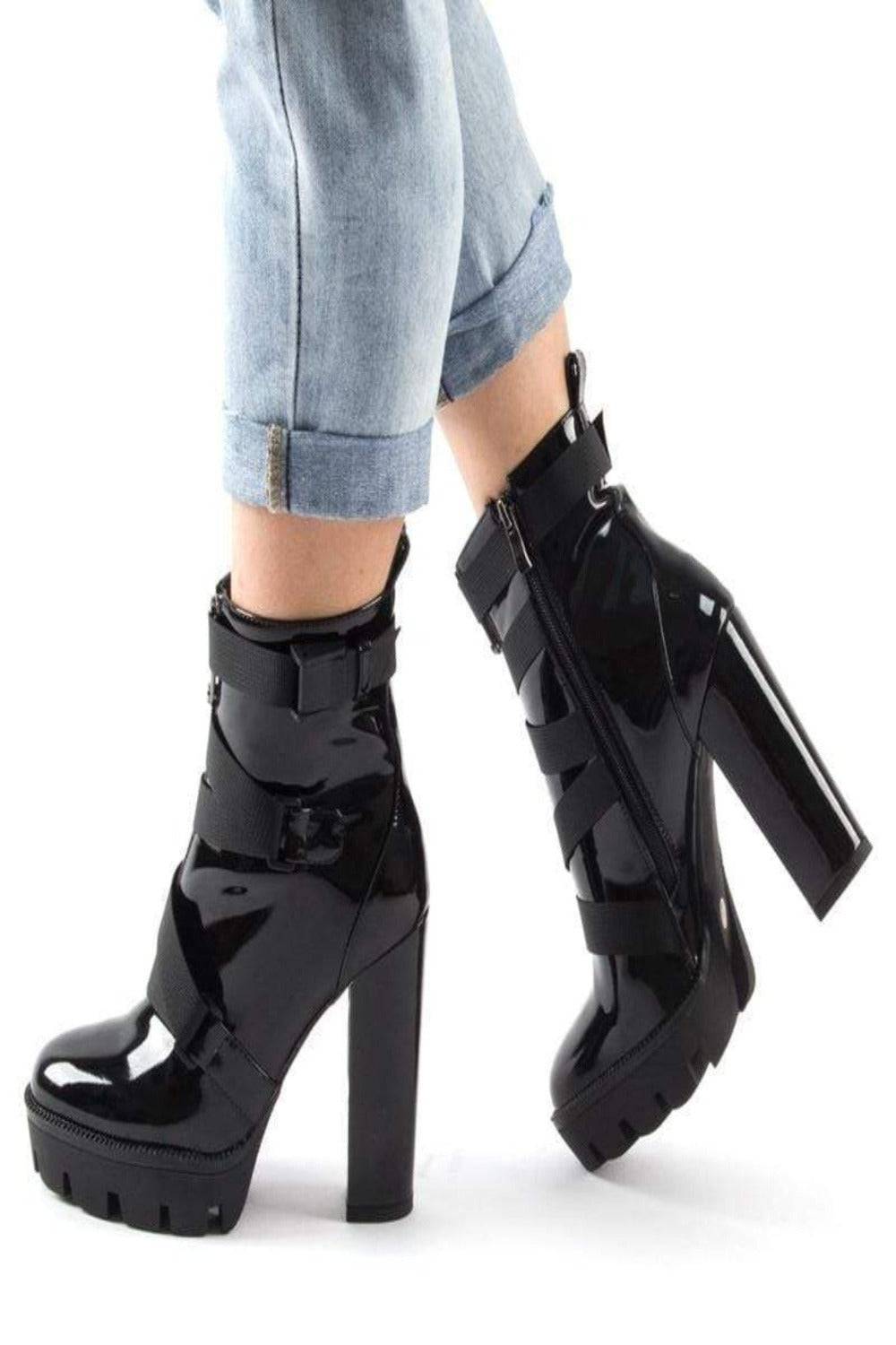 Goth High Heels Platform Ankle Boots - TGC Boutique - Black Boots
