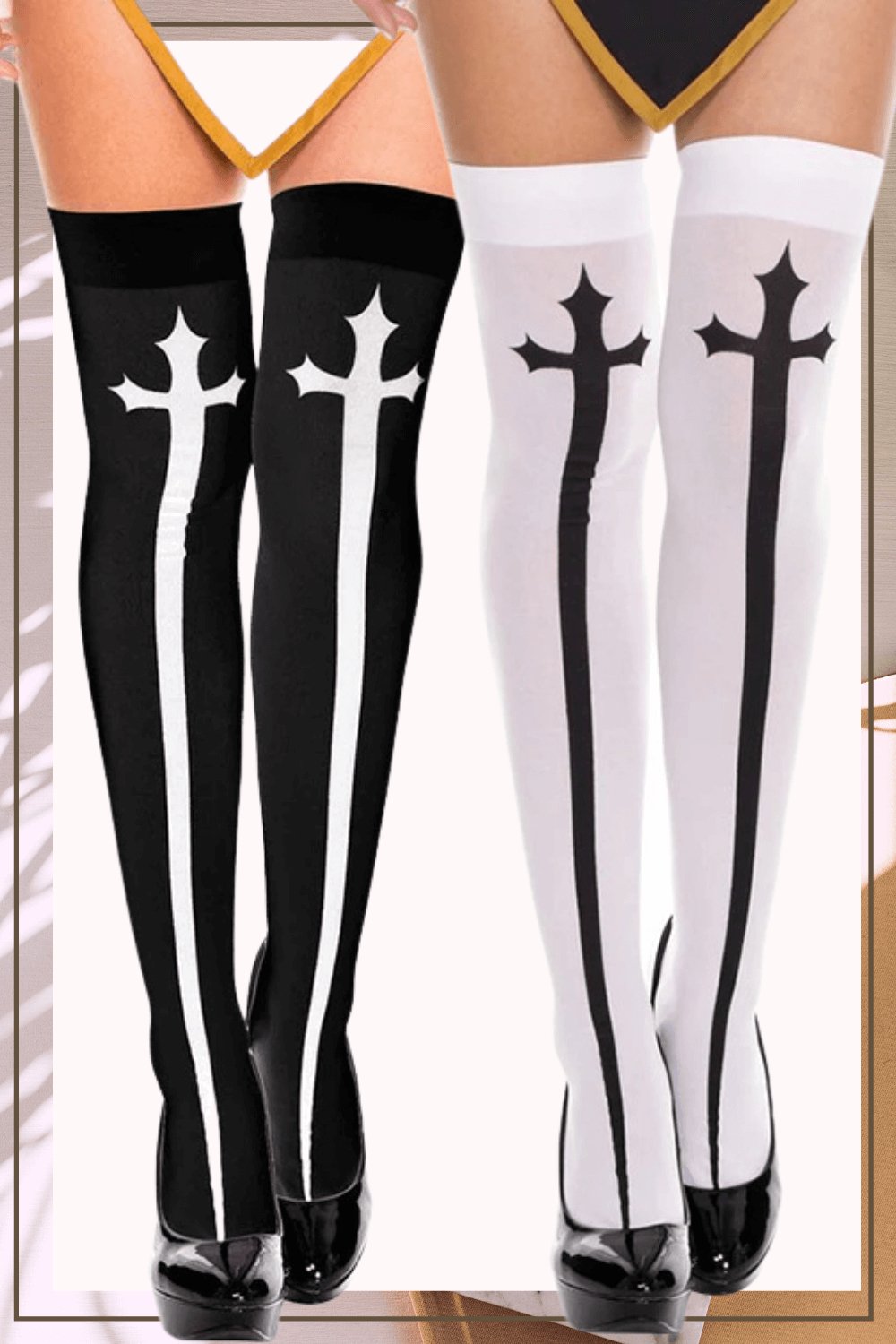 Gothic Cross Cosplay Costume Stocking Thigh High Socks - TGC Boutique