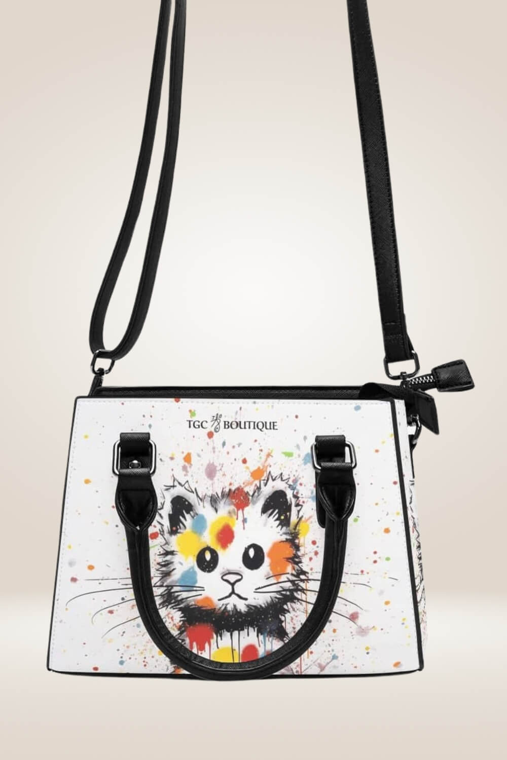 Graffiti Cat Faux Leather Shoulder Bag - TGC Boutique - Shoulder Bag