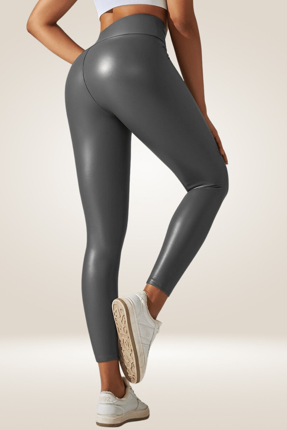 Gray High Waisted Faux Leather Leggings - TGC Boutique - Leggings