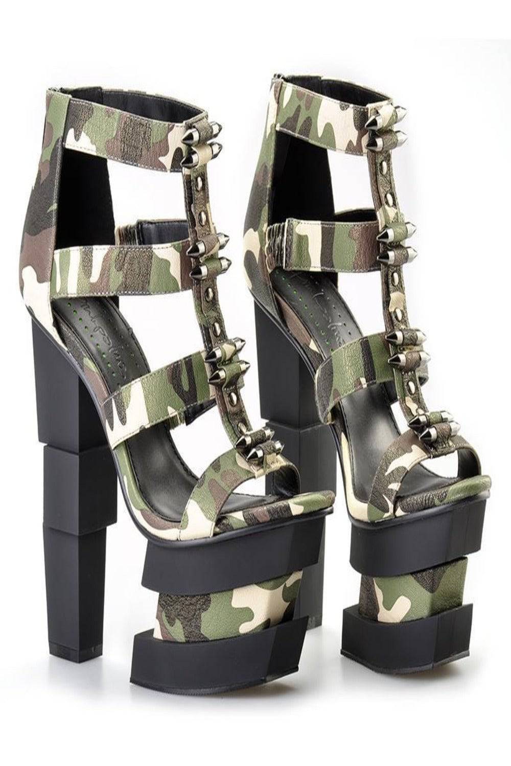 Green Camouflage Platform Heel Sandals - TGC Boutique - Shoes