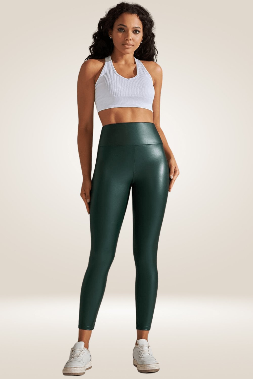 Green High Waisted Faux Leather Leggings - TGC Boutique - Leggings