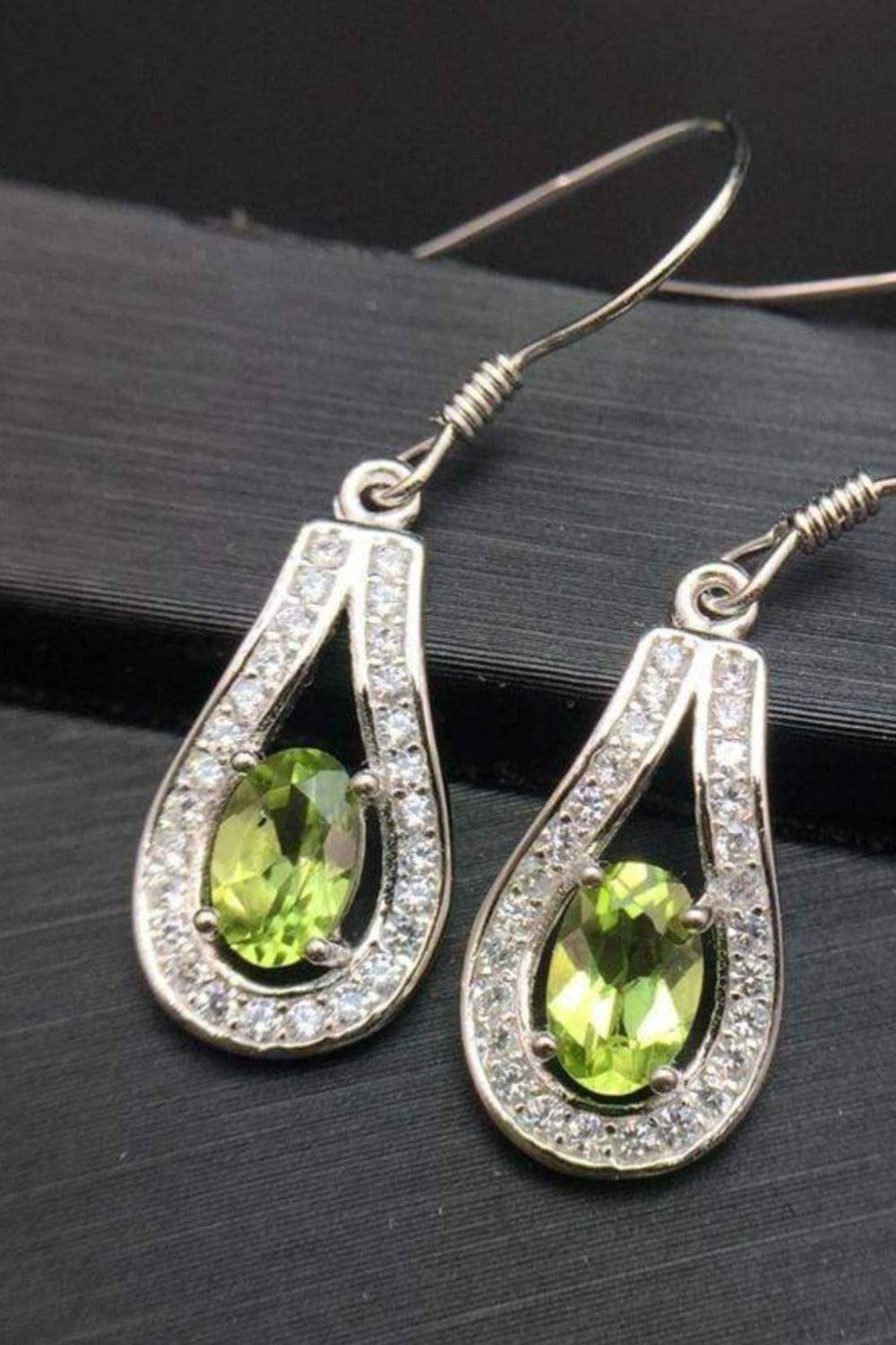 Green Peridot Drop Earrings - TGC Boutique - Earrings