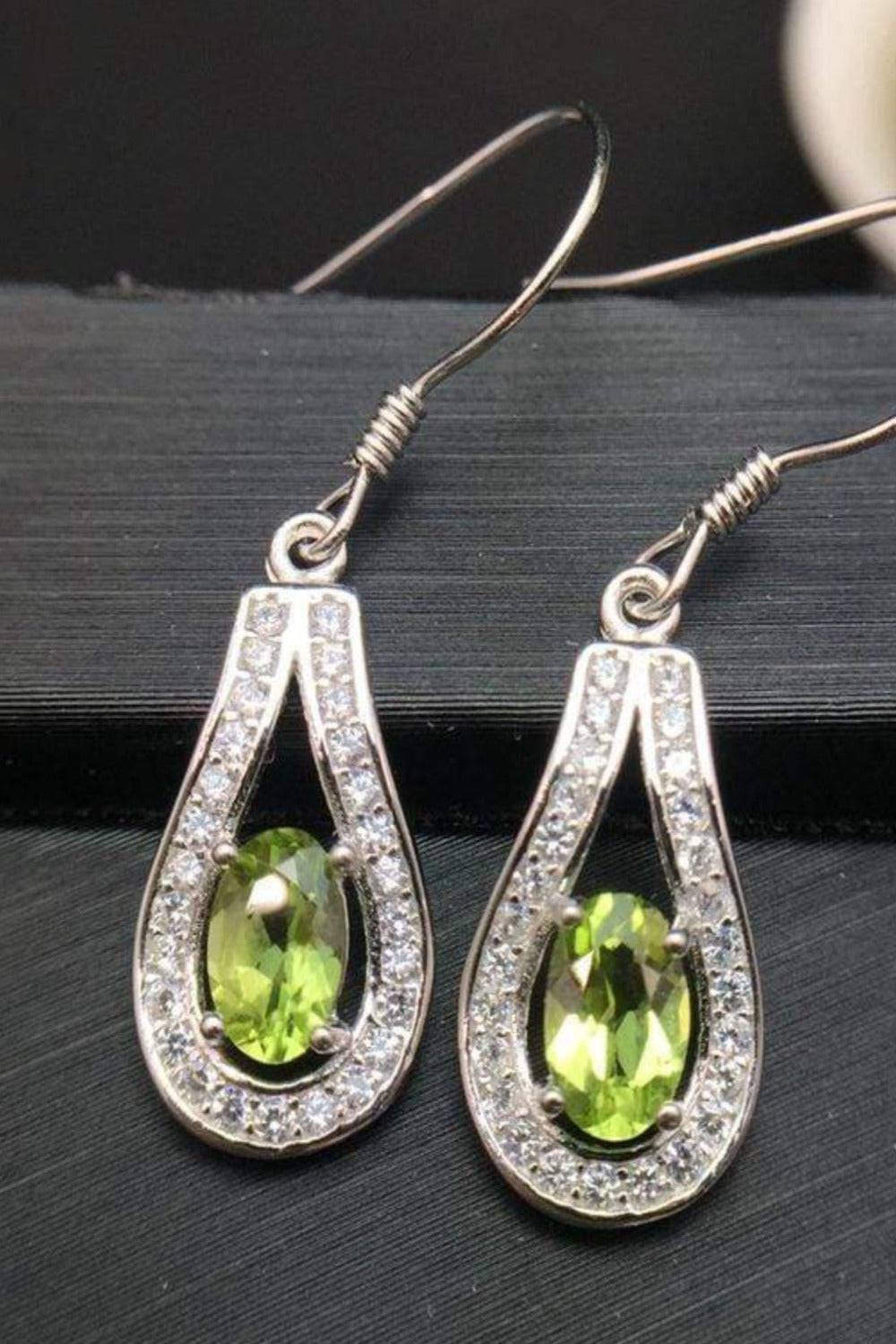 Green Peridot Drop Earrings - TGC Boutique - Earrings