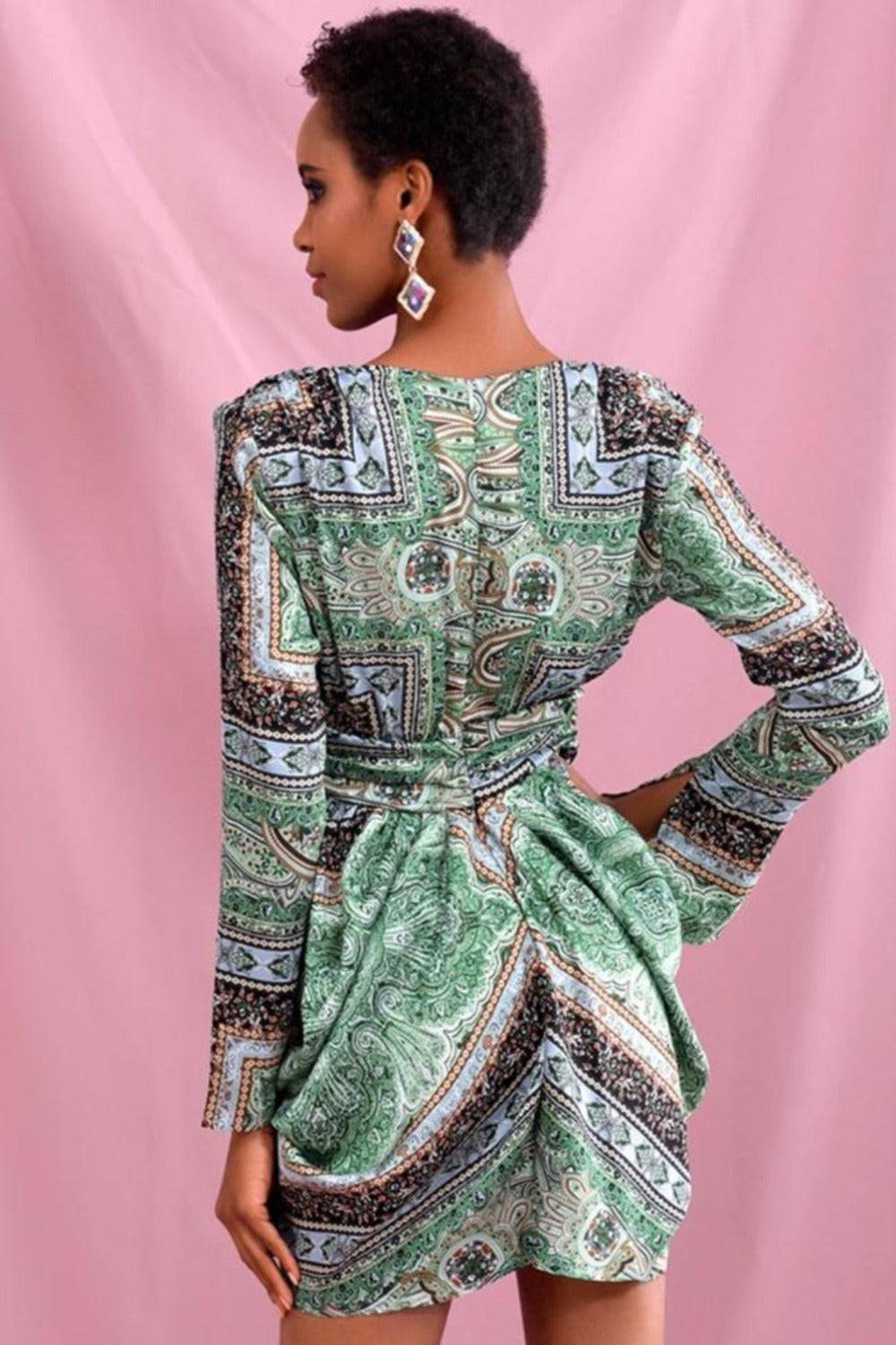 Green Vintage Versace Print Mini Dress - TGC Boutique - Green Bodycon Mini Dress