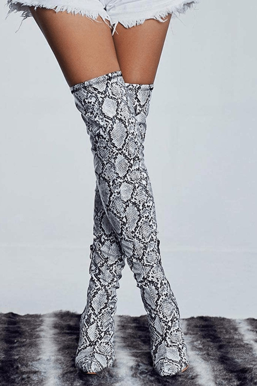 High Heel Snake Pattern Over The Knee Boots - TGC Boutique - Boots