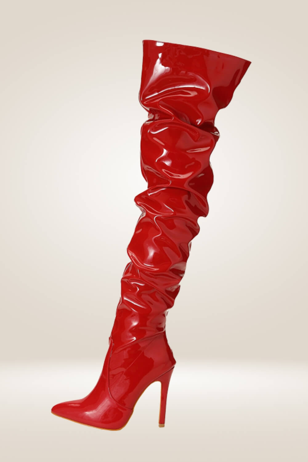 Red patent leather cheap over the knee boots