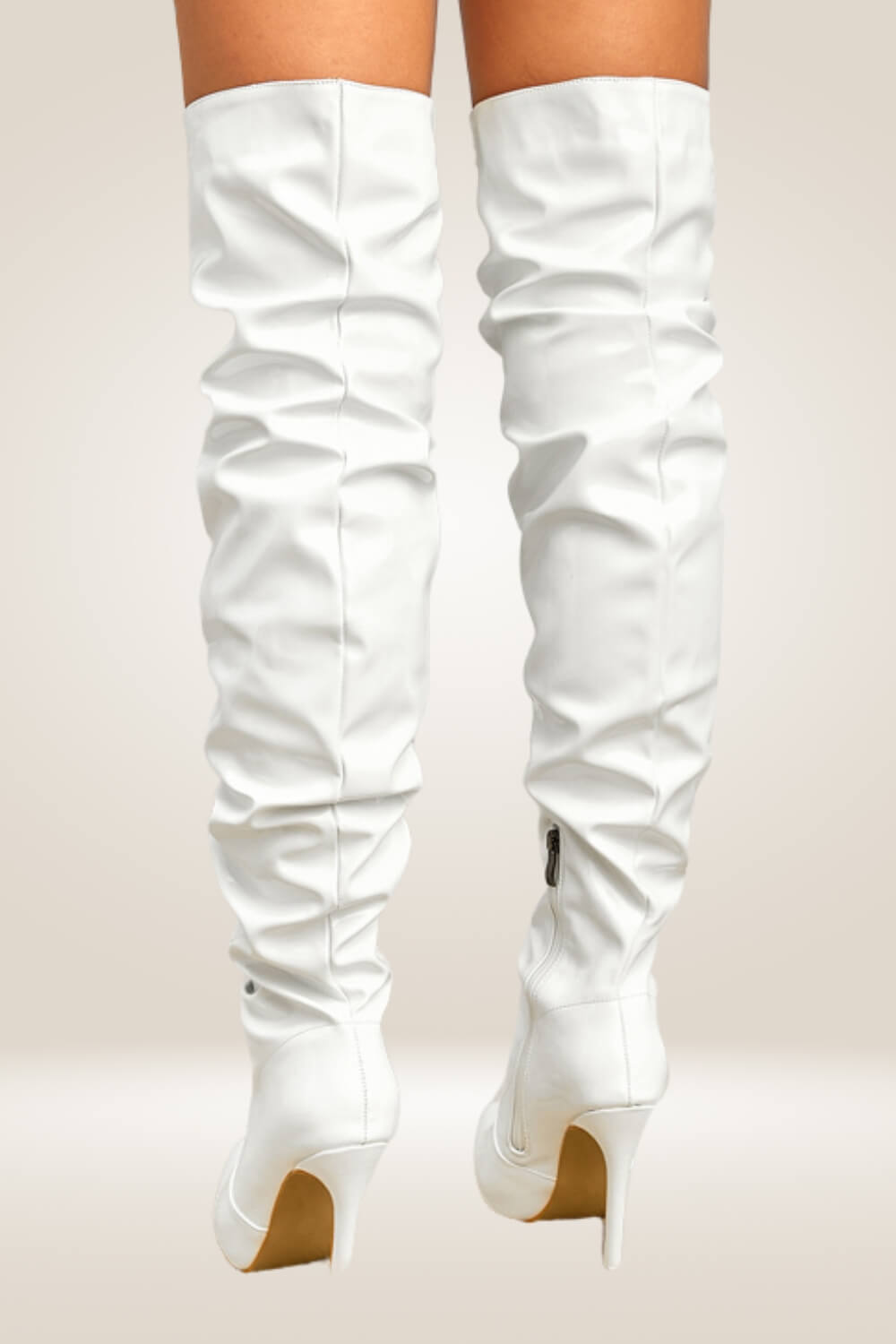 High Heels White Over The Knee Boots - TGC Boutique - Boots