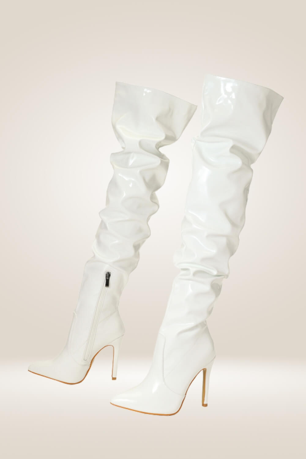 High Heels White Over The Knee Boots - TGC Boutique - Boots