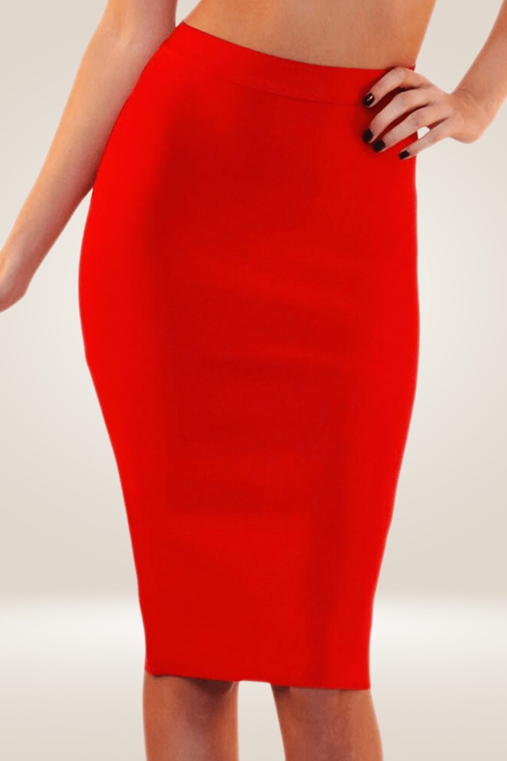 High Waisted Red Midi Skirt - TGC Boutique - Skirt