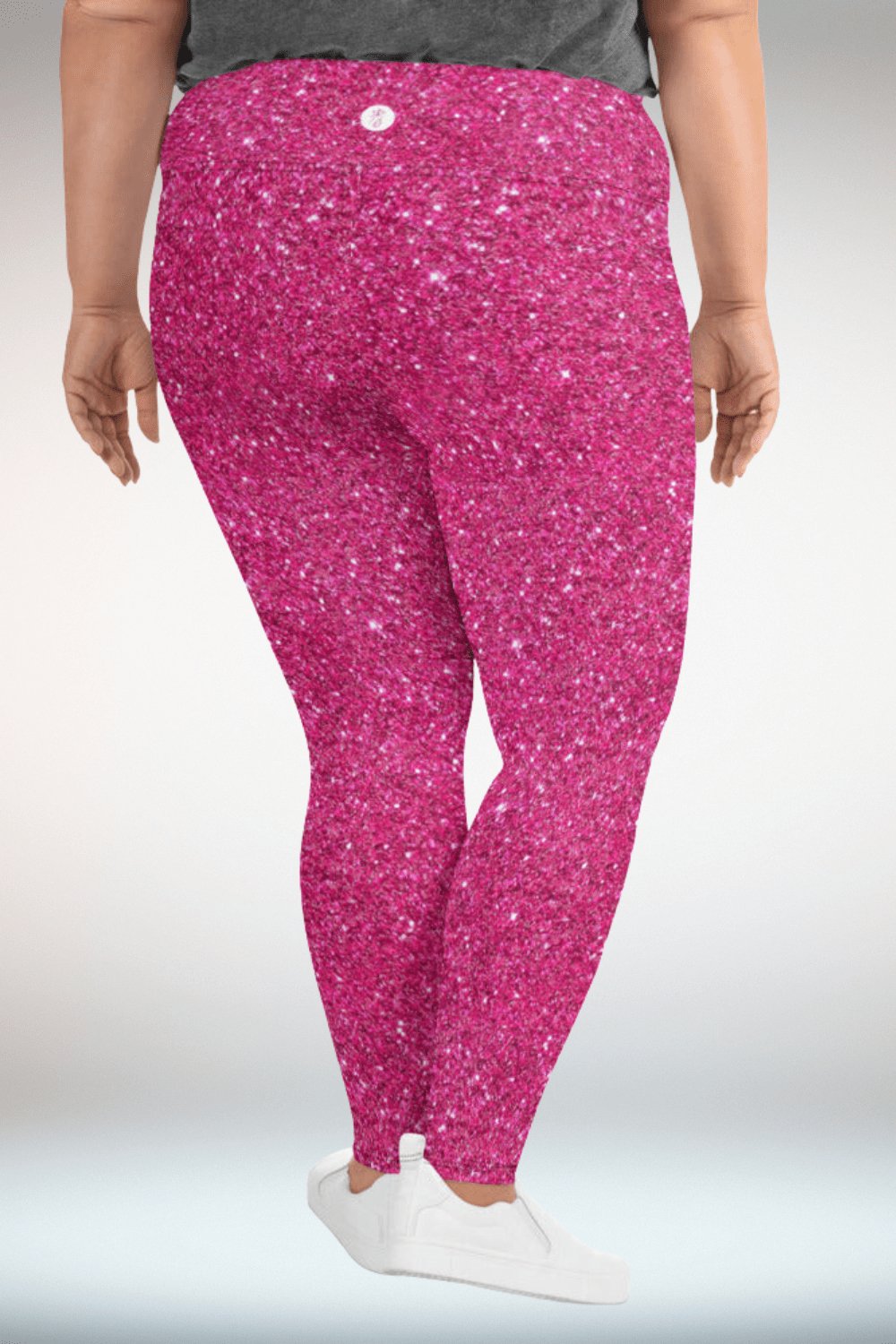 Hot Pink Glitter Print Plus Size Leggings - TGC Boutique