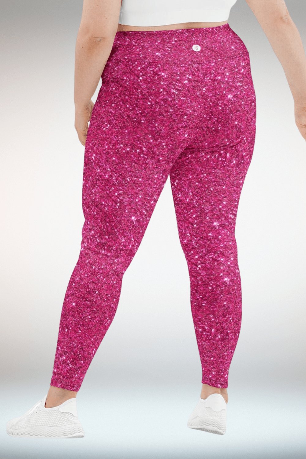 Hot Pink Glitter Print Plus Size Leggings - TGC Boutique - Leggings