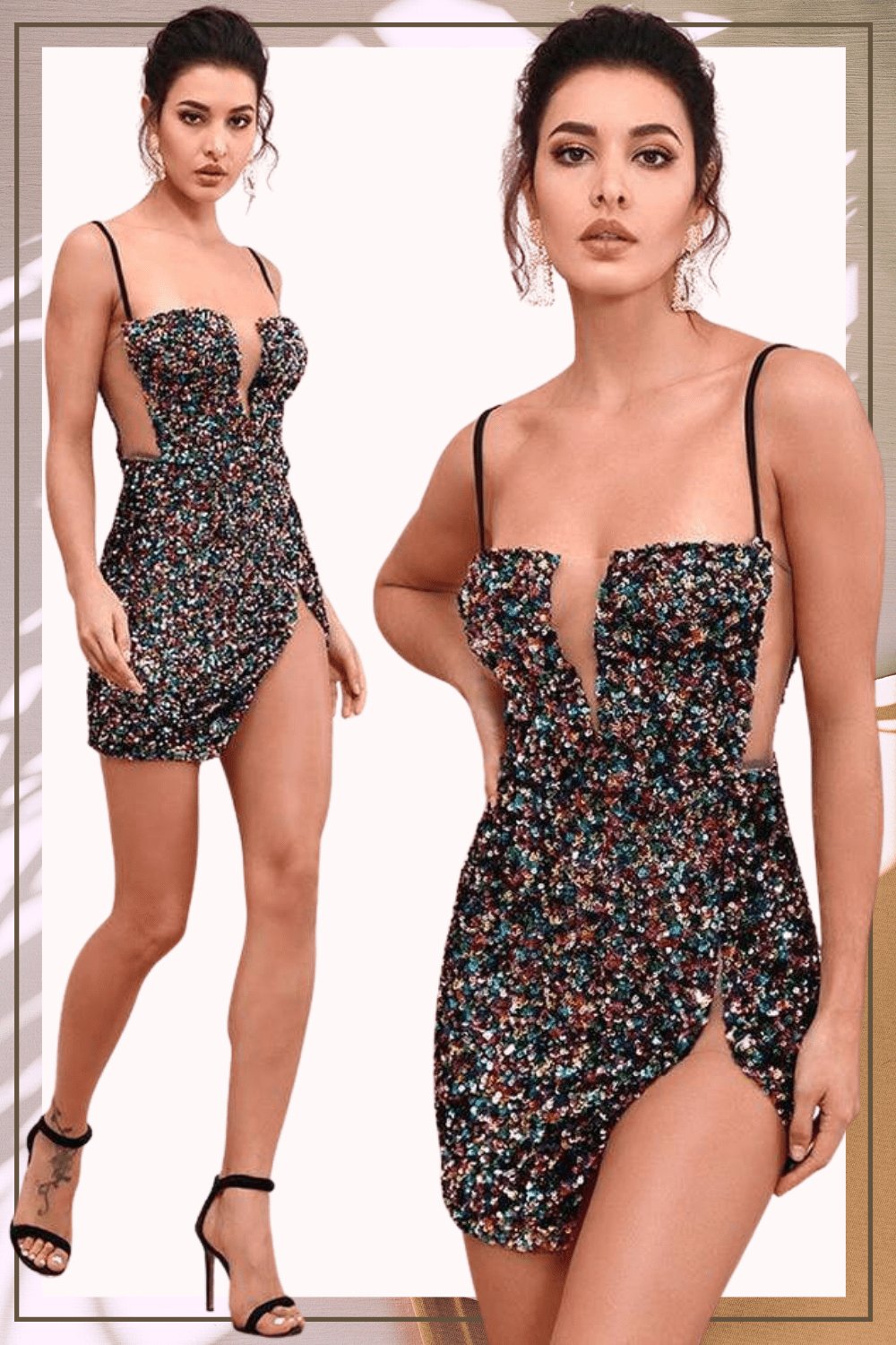 Isabella Cut Out Black Sequin Mini Dress - TGC Boutique - Bodycon Dress