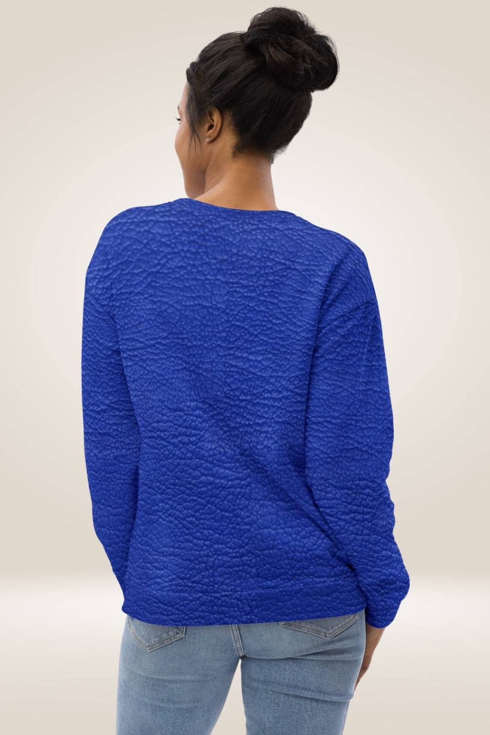 Leather Print Blue Crewneck Sweatshirt - TGC Boutique - Sweatshirt