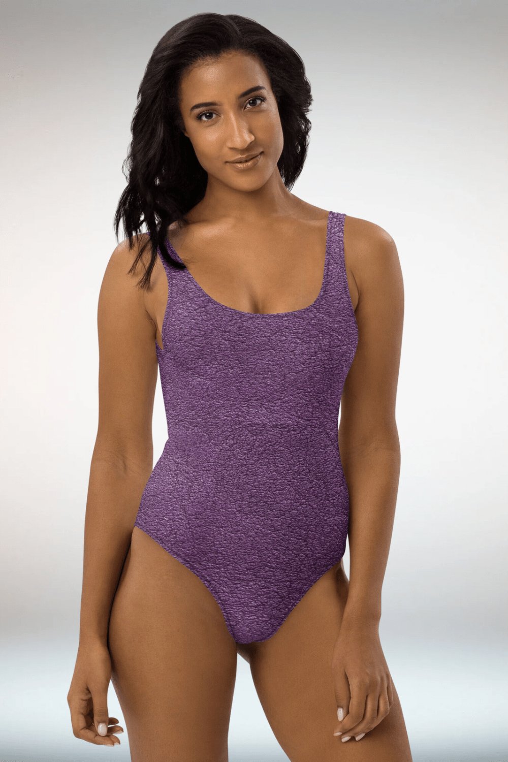 Leather Print Purple One Piece Swimsuit - TGC Boutique - One Piece Swimsuit