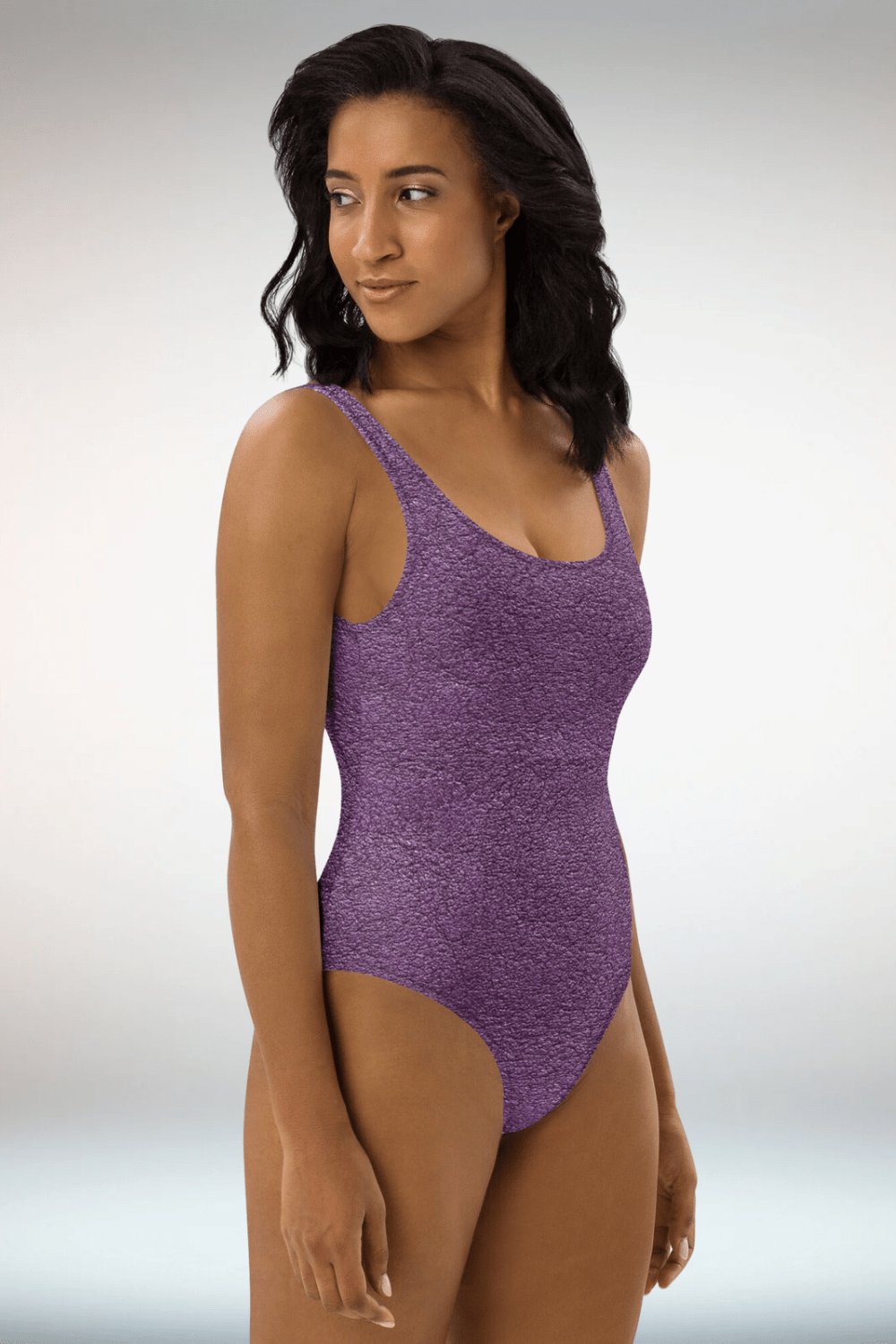 Leather Print Purple One Piece Swimsuit - TGC Boutique - One Piece Swimsuit