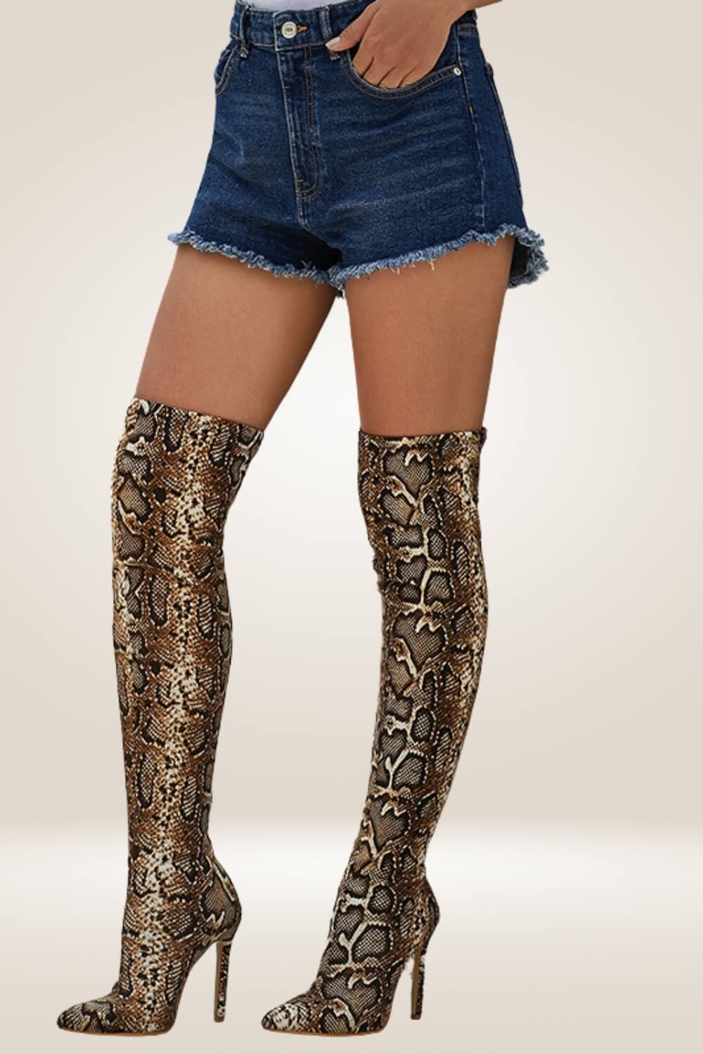 Leopard Over The Knee High Heel Boots - TGC Boutique - Boots