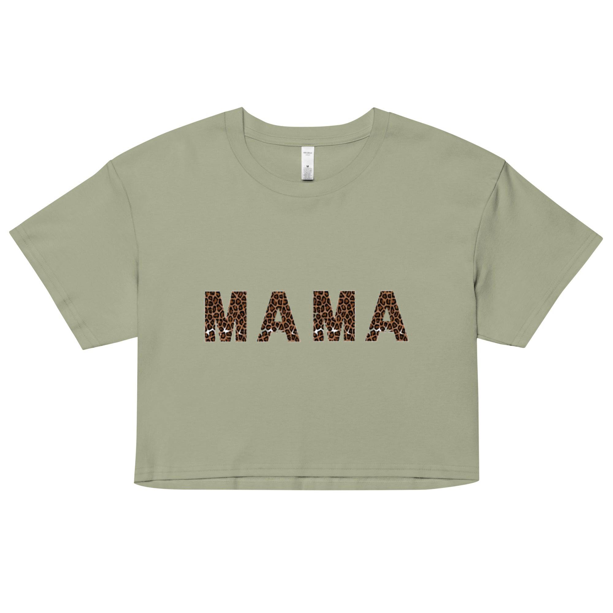 Leopard Print ''Mama'' Pistachio Green Crop Top - TGC Boutique - Crop Top